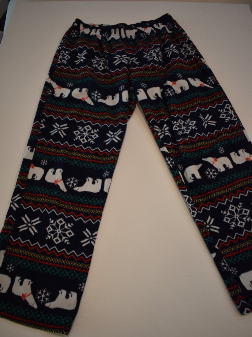Women M Polar Bear Fair Isle Fleece Christmas Pajama Pants Jammies for family
